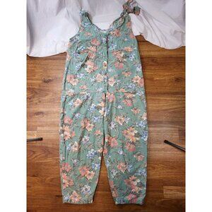 Vtge Copy Right Adult Green‎ Floral Bubble Pants Jumper Sleeveless Size M
